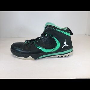 JORDAN PHASE 23 HOOPS II BLACK AND GREEN GLOW SHOES EUC SZ 11